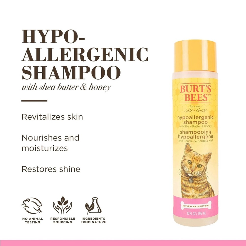 Burt's Bees for Pets Cat Hypoallergenic Cat Shampoo w/ Shea Butter & Honey 10oz